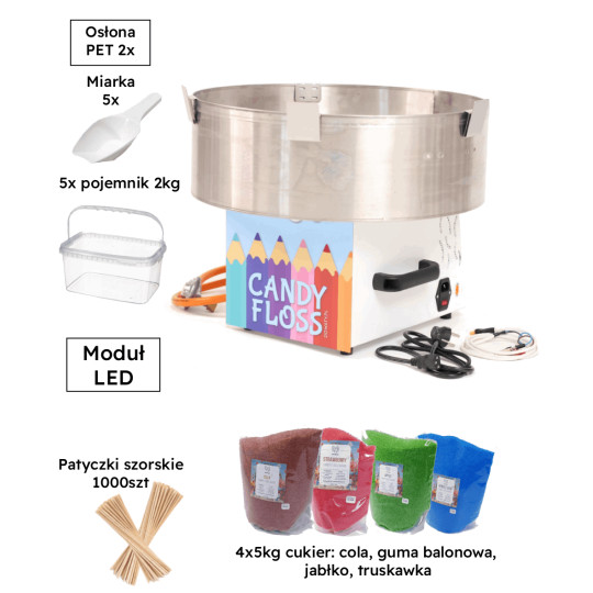 Gass Floss Pro kredki + akcesoria - zestaw do waty cukrowej