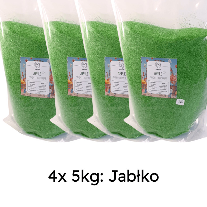 Smakowy cukier do waty zielone jabłko 20kg ziarno 1,6mm