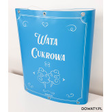 Niebieski duży baner z napisem wata cukrowa PCV backlite