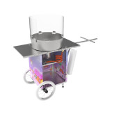 Maszyna do waty cukrowej w formie przyczepki rowerowej, fioletowa w jednorożce