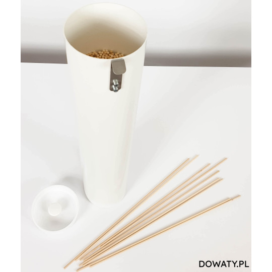 Biała tuba na patyczki do waty cukrowej