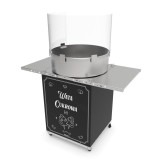 Zestaw startowy czarna maszyna do waty cukrowej szafka oraz akcesoria