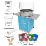 Niebieska maszyna do waty cukrowej szafka + akcesoria