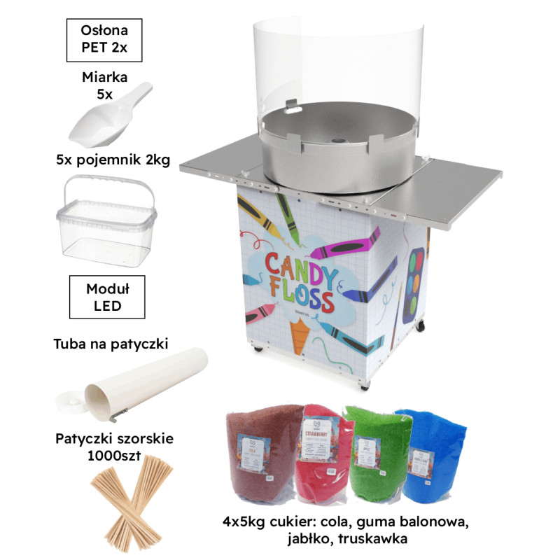 Zestaw do robienia waty cukrowej mobilna szafka w stylu szkolnym