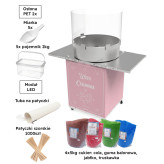 Zestaw startowy do waty cukrowej: różowa maszyna szafka i akcesoria