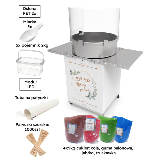 Weselne urządzenie do waty cukrowej w zestawie na start
