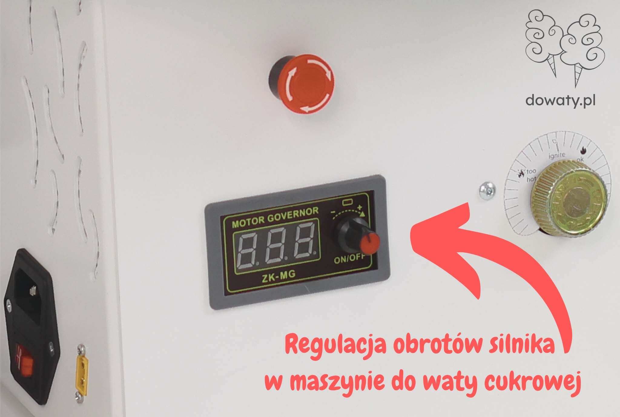 Regulacja obrotów silnika w maszynie do waty cukrowej